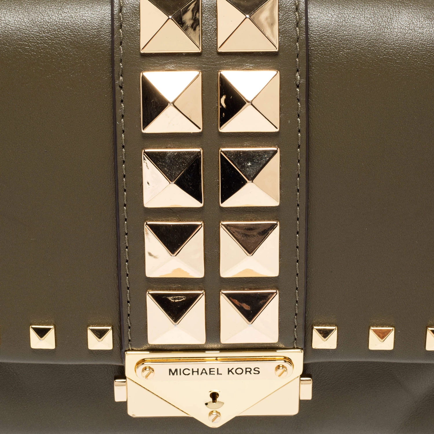 Michael Kors Green Leather Studded Medium Cece Shoulder Bag For Women - Image 5