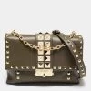 Michael Kors Green Leather Studded Medium Cece Shoulder Bag For Women