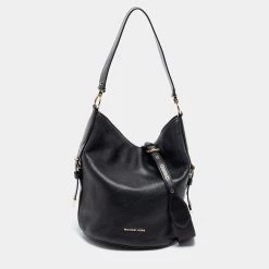 Michael Kors Black Leather Elana Shoulder Bag For Women