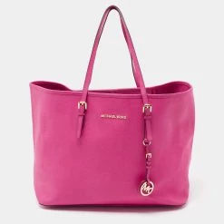 Michael Kors Pink Saffinao Leather Large Jet Set Travel Tote For Women
