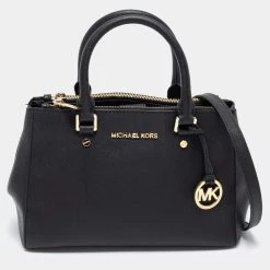 Michael Kors Black Leather Medium Sutton Tote For Women