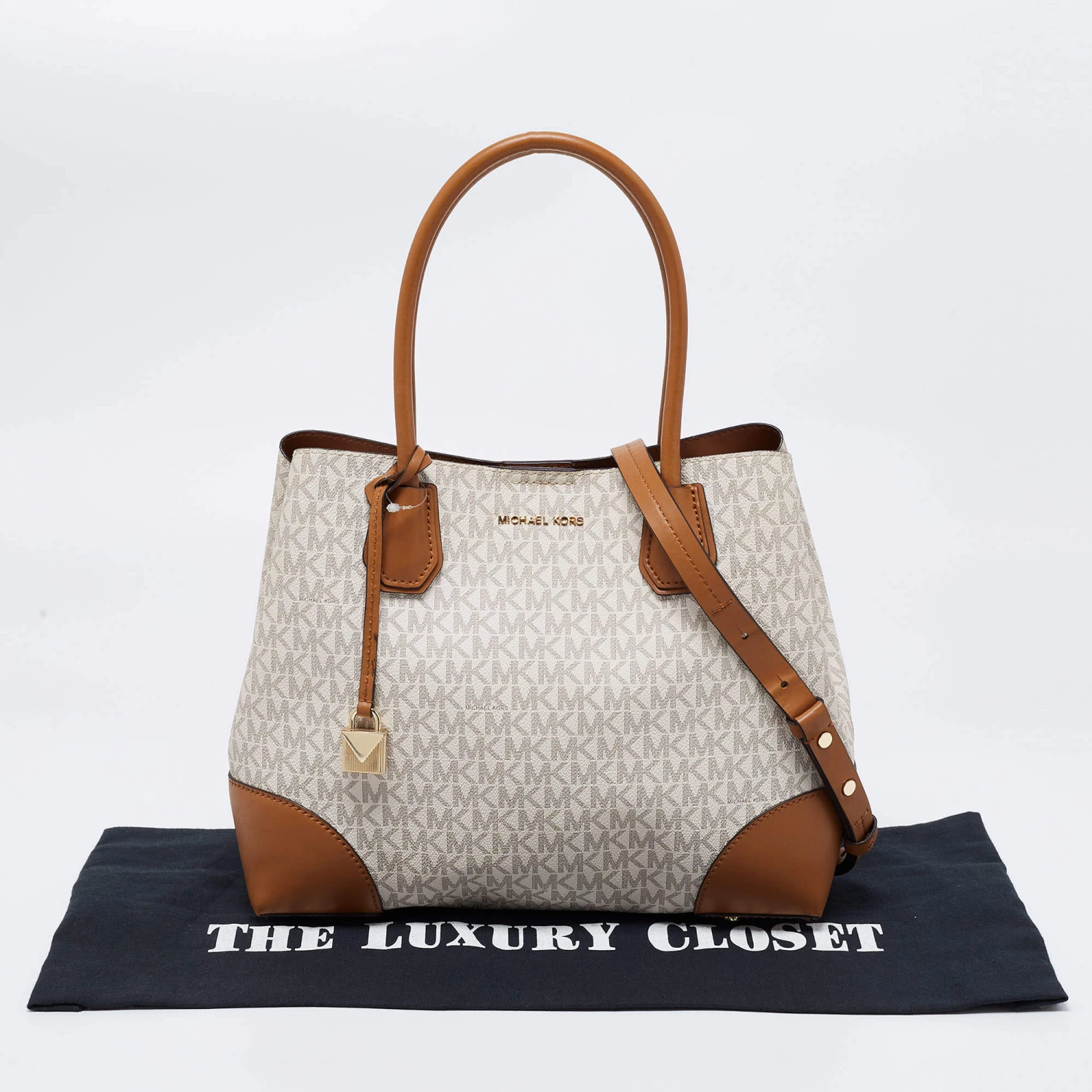 Michael Kors Brown/Beige Signature Coated Canvas And Leather Mercer Gallery Satchel For Women - Image 12