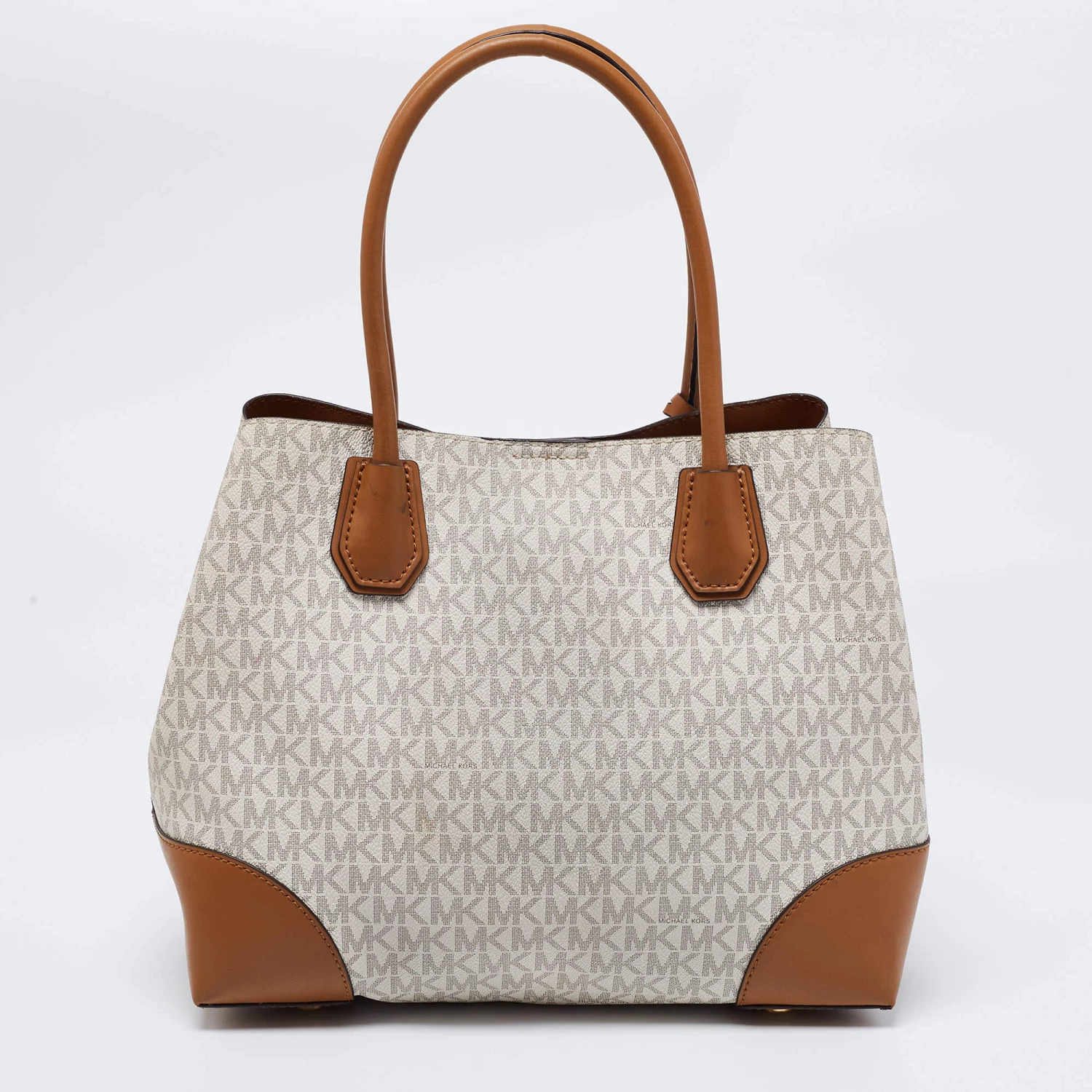 Michael Kors Brown/Beige Signature Coated Canvas And Leather Mercer Gallery Satchel For Women - Image 4