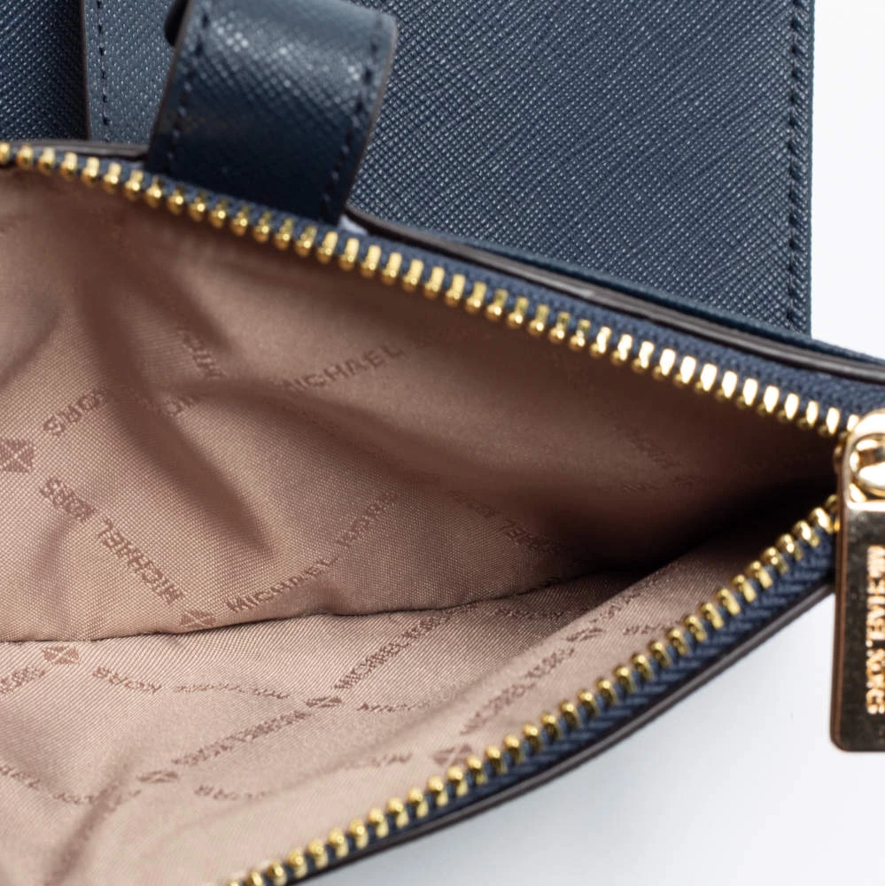 Michael Kors Navy Blue Leather Jet Set Double Zip Wristlet Wallet For Women - Image 4
