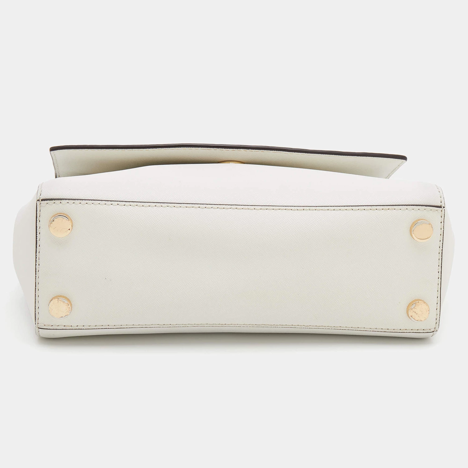 Michael Kors White Leather Small Ava Top Handle Bag For Women - Image 6