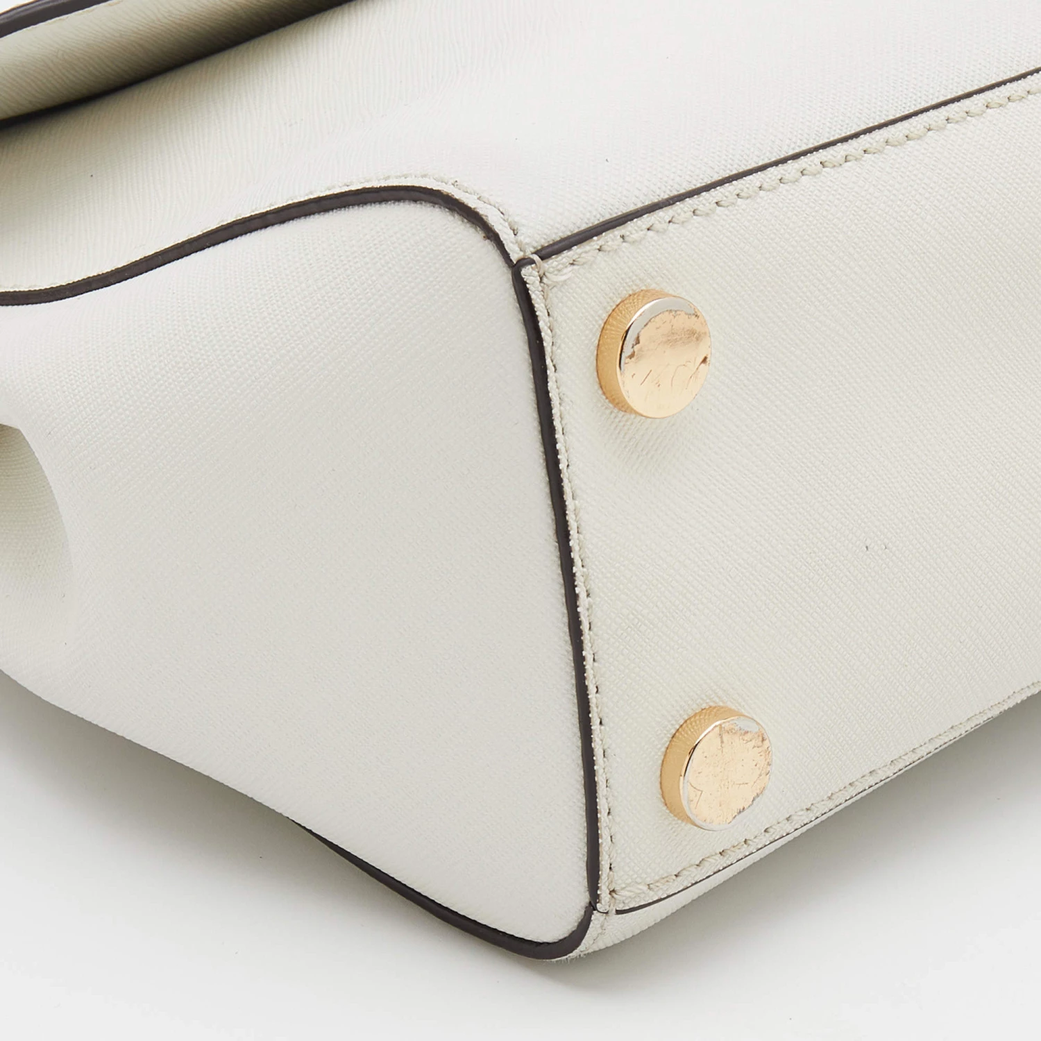 Michael Kors White Leather Small Ava Top Handle Bag For Women - Image 10