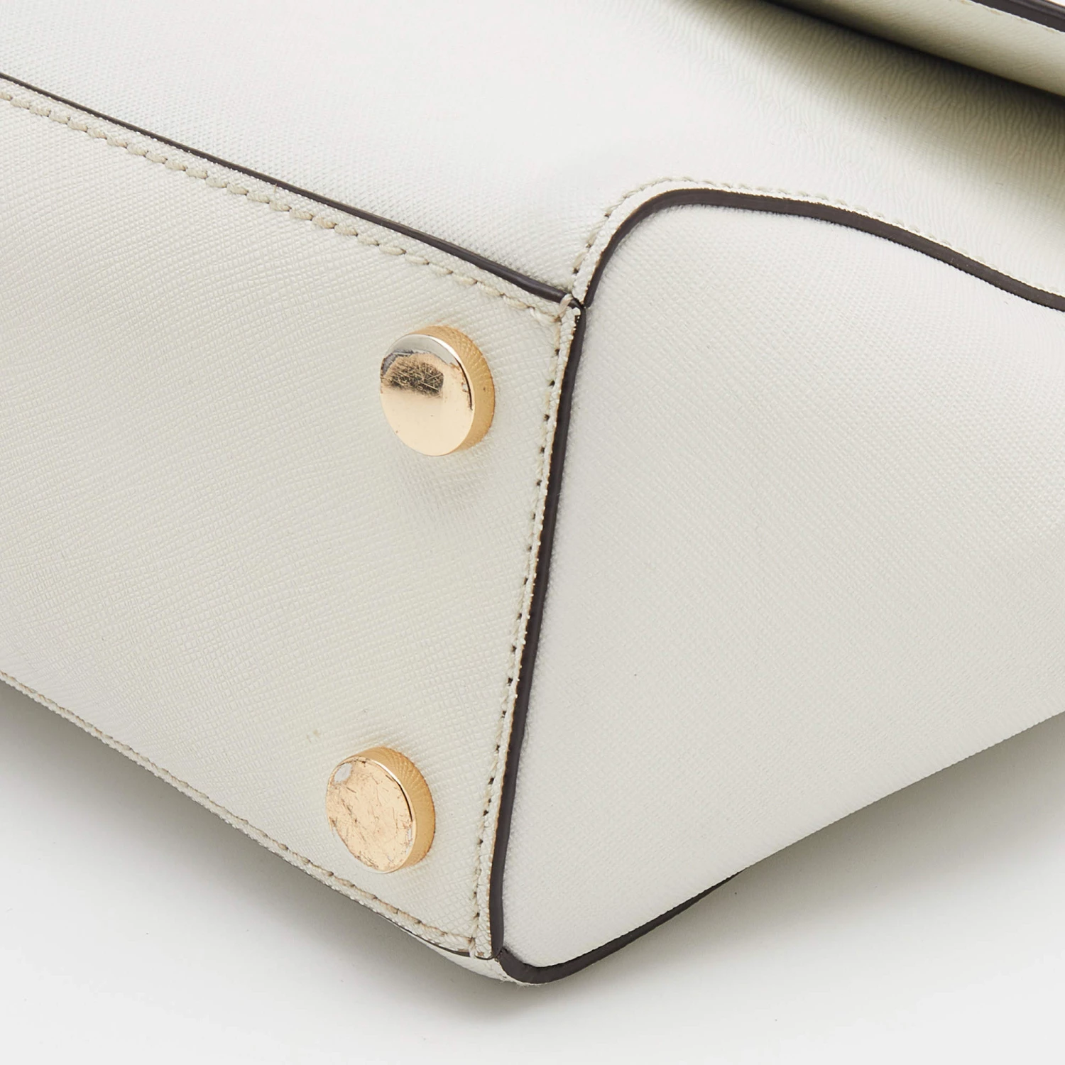 Michael Kors White Leather Small Ava Top Handle Bag For Women - Image 11