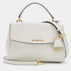 Michael Kors White Leather Small Ava Top Handle Bag For Women