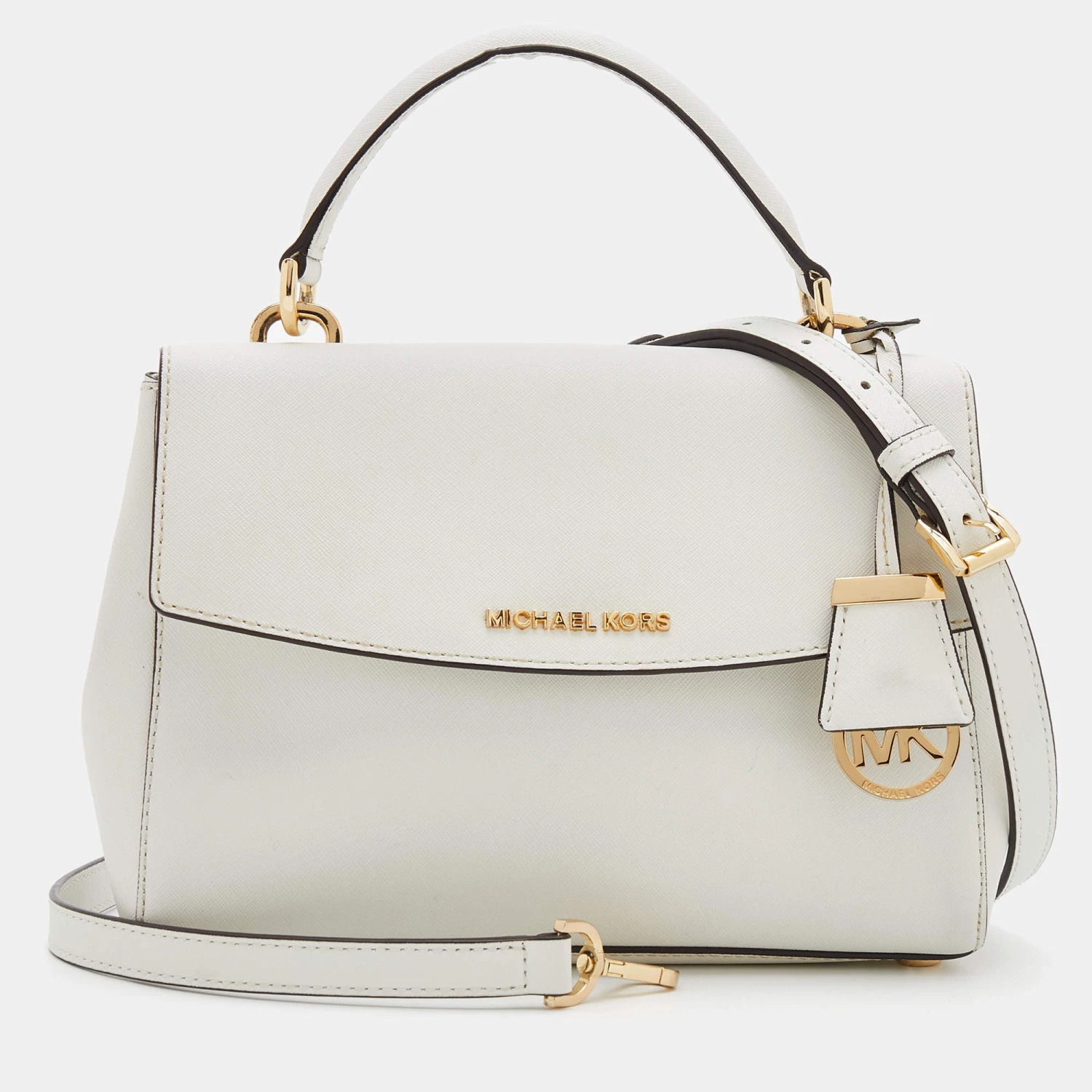 Michael Kors White Leather Small Ava Top Handle Bag For Women