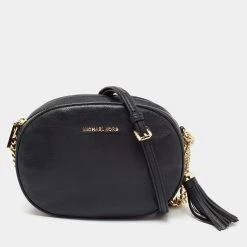 Michael Kors Black Leather Ginny Crossbody Bag For Women