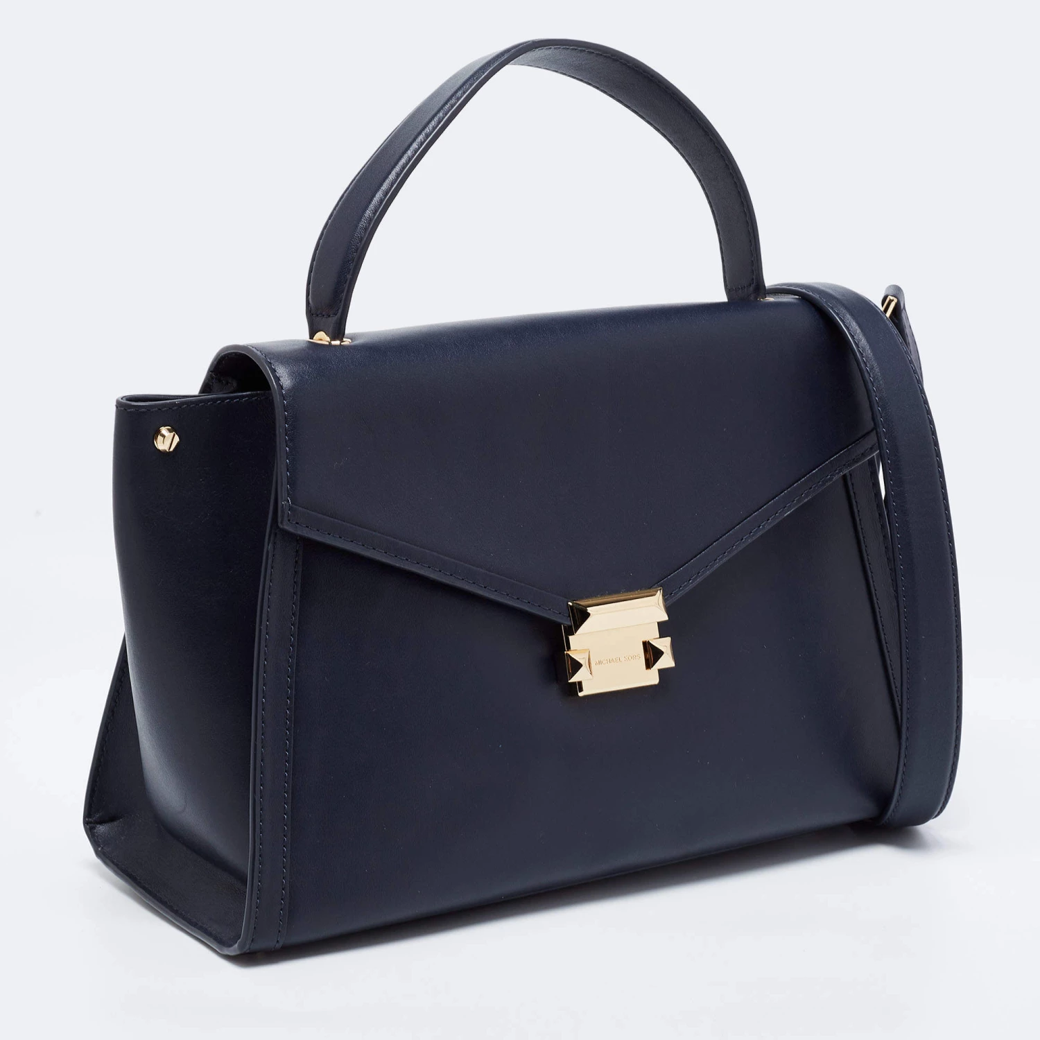 Michael Kors Navy Blue Leather Whitney Top Handle Bag For Women - Image 3