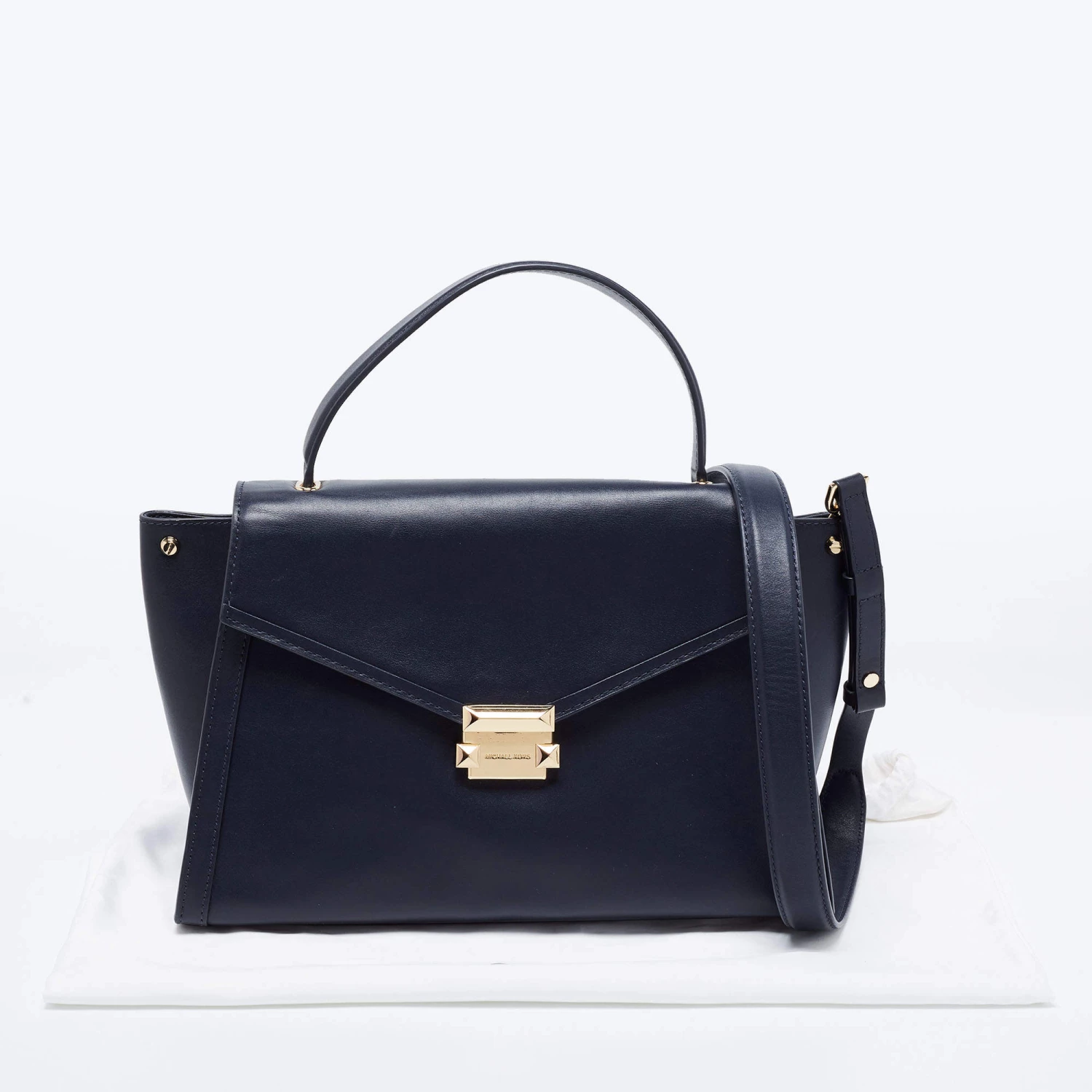 Michael Kors Navy Blue Leather Whitney Top Handle Bag For Women - Image 9