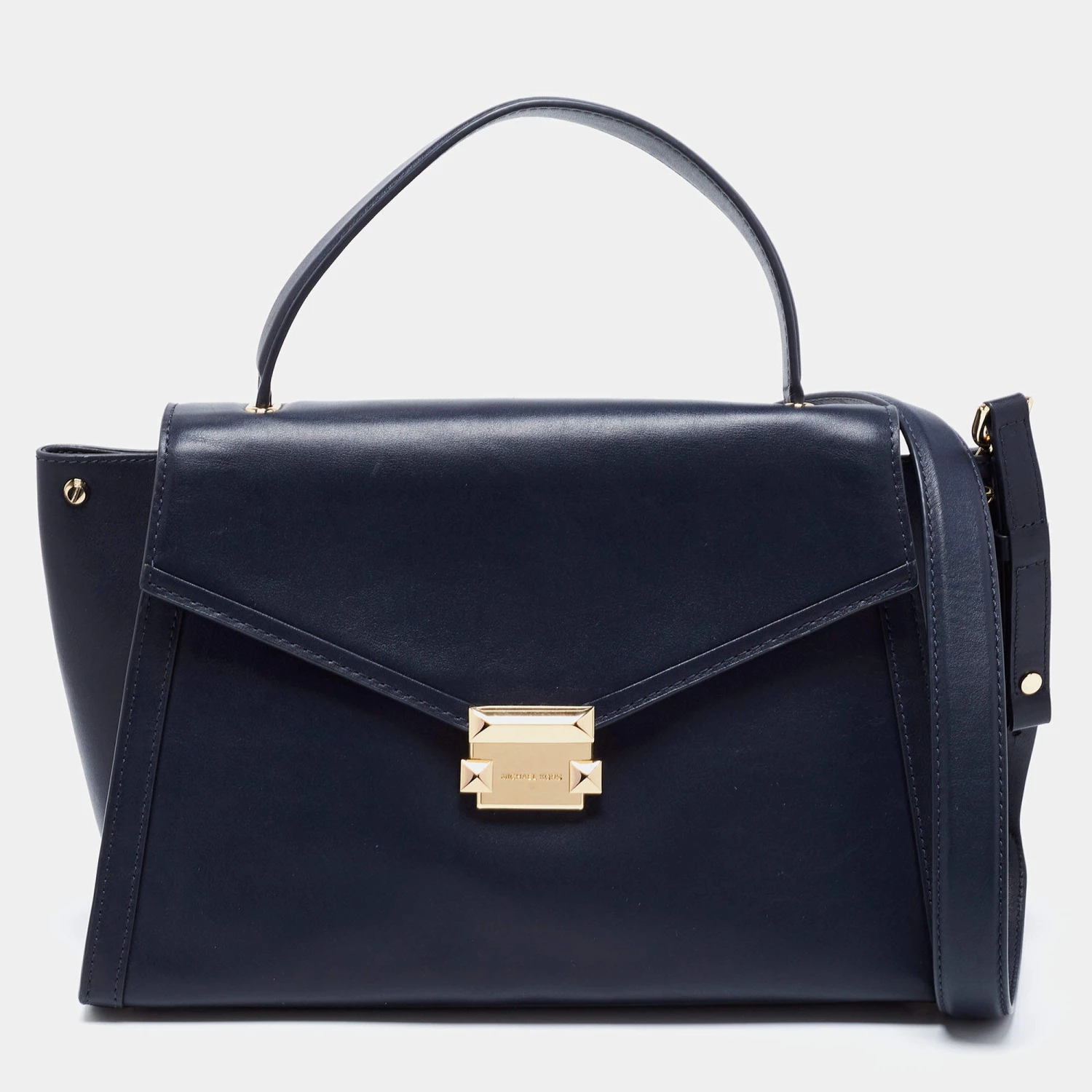 Michael Kors Navy Blue Leather Whitney Top Handle Bag For Women