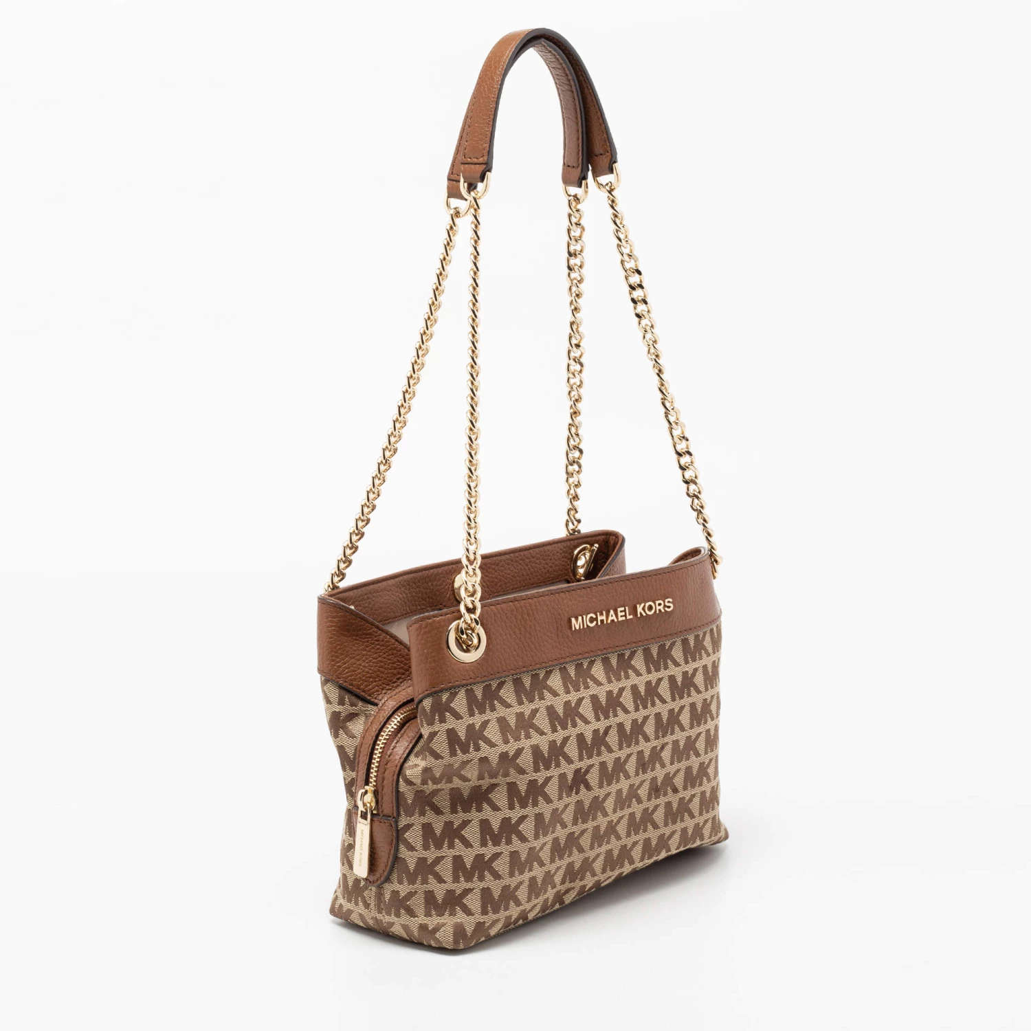 Michael Kors Beige/Brown Signature Canvas And Leather Small Susan Shoulder Bag For Women - Image 3