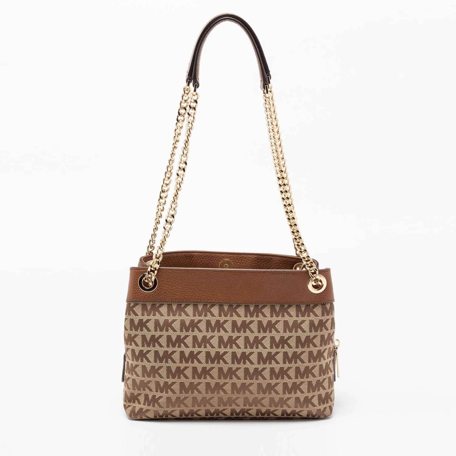 Michael Kors Beige/Brown Signature Canvas And Leather Small Susan Shoulder Bag For Women - Image 4