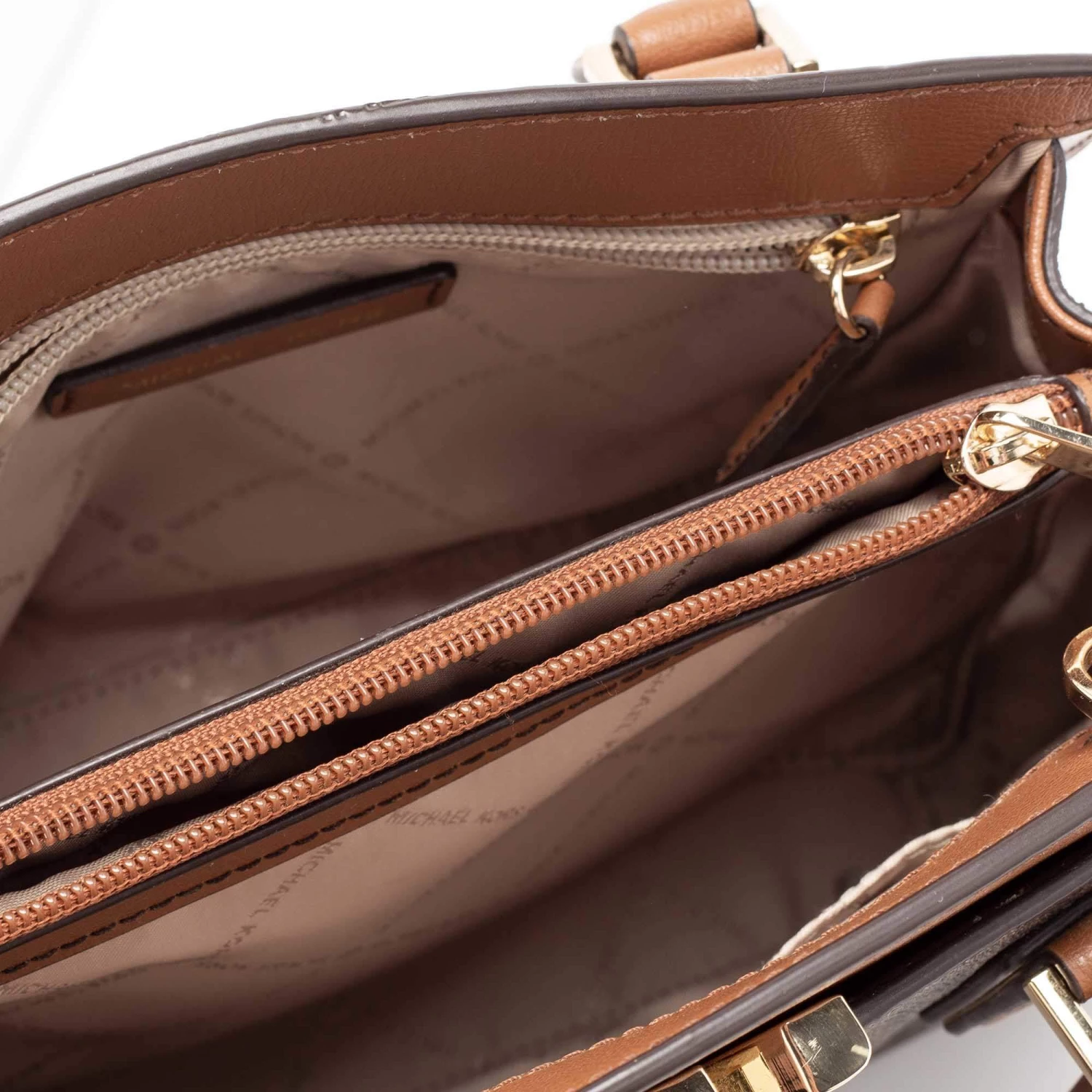 Michael Kors Brown Monogram Canvas Leather Medium Mott Tote For Women - Image 7