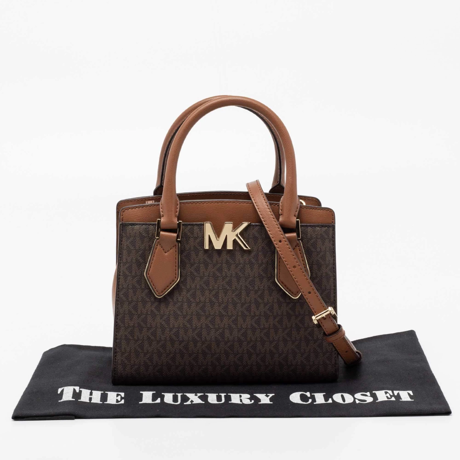 Michael Kors Brown Monogram Canvas Leather Medium Mott Tote For Women - Image 10