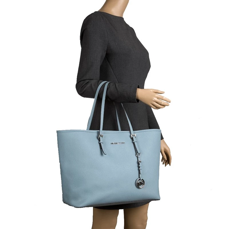 Michael Kors Powdered Blue Leather Jetset Tote For Women - Image 2