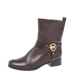MICHAEL Michael Kors Brown Leather Fulton Ankle Boots Size 39 For Women