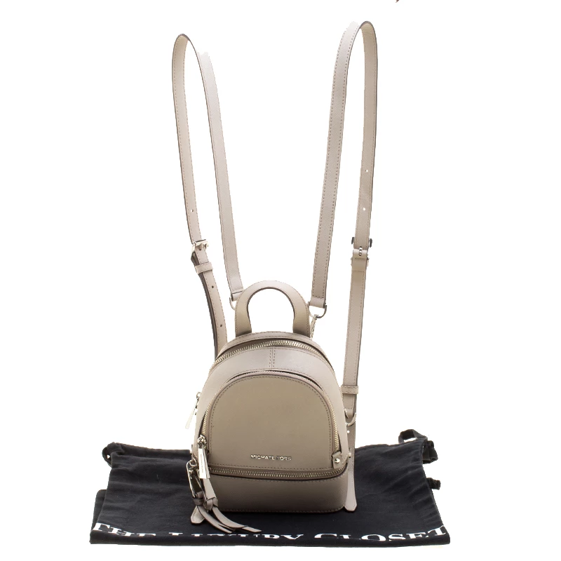 Michael Kors Grey Leather Rhea Mini Backpack For Women - Image 9