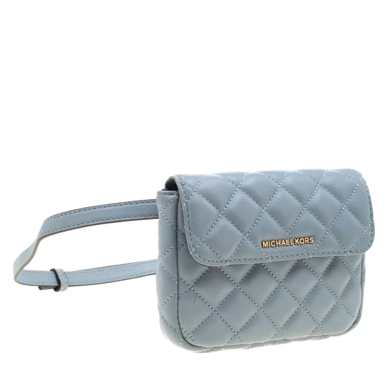 Michael Kors Light Blue Quilted Leather Sloan Belt Bag For Women - Image 3