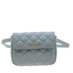 Michael Kors Light Blue Quilted Leather Sloan Belt Bag For Women