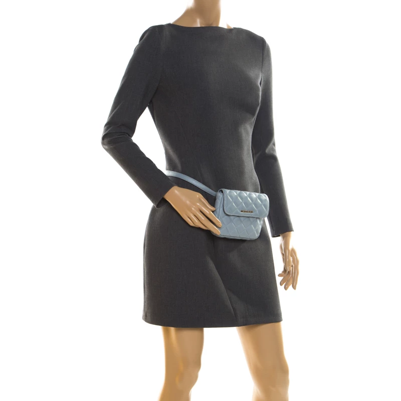 Michael Kors Light Blue Quilted Leather Sloan Belt Bag For Women - Image 2