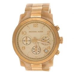 Michael Kors Gold Stainless Steel And Acetate Women's Wristwatch 38 Mm For Women