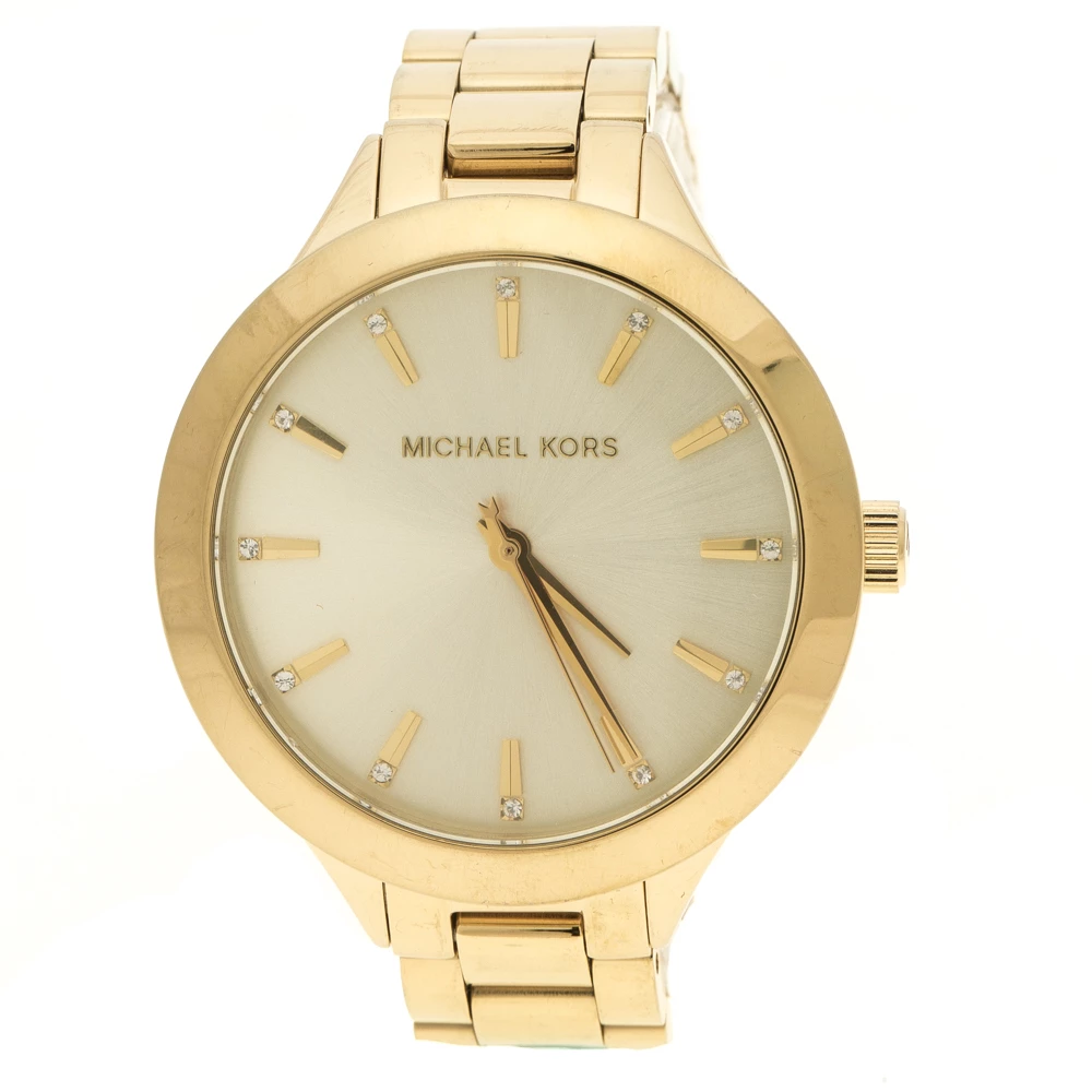 Michael Kors Gold Plated Steel Runway MK3465 Women's Wristwatch 38 Mm For Women