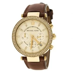 Michael Kors Gold Tone Parker Chronograph MK2249 Women's Wristwatch 39 Mm For Women