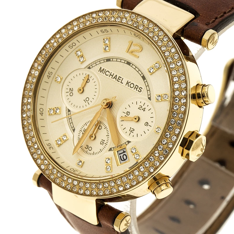 Michael Kors Gold Tone Parker Chronograph MK2249 Women's Wristwatch 39 Mm For Women - Image 2
