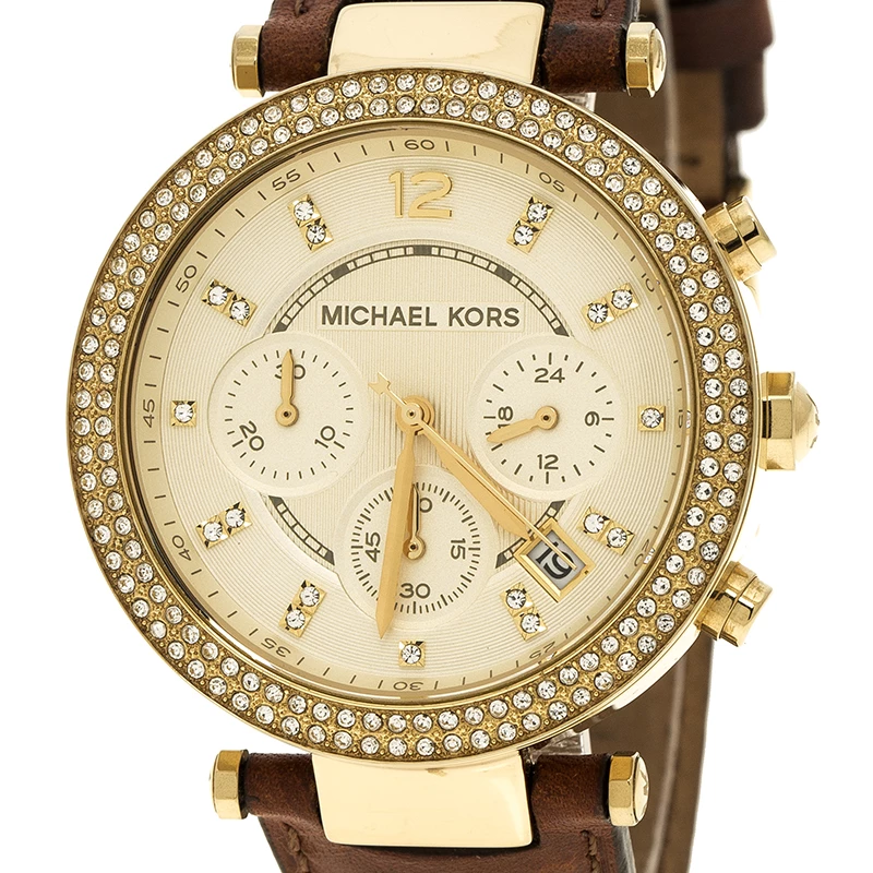 Michael Kors Gold Tone Parker Chronograph MK2249 Women's Wristwatch 39 Mm For Women - Image 3