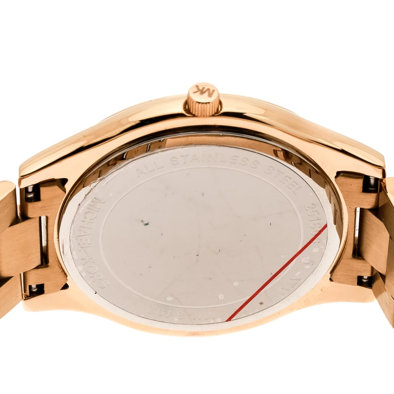 Michael Kors Blue Mother Of Pearl Gold Plated Stainless Steel Slim Runway MK3492 Women's Wristwatch 41 Mm For Women - Image 4