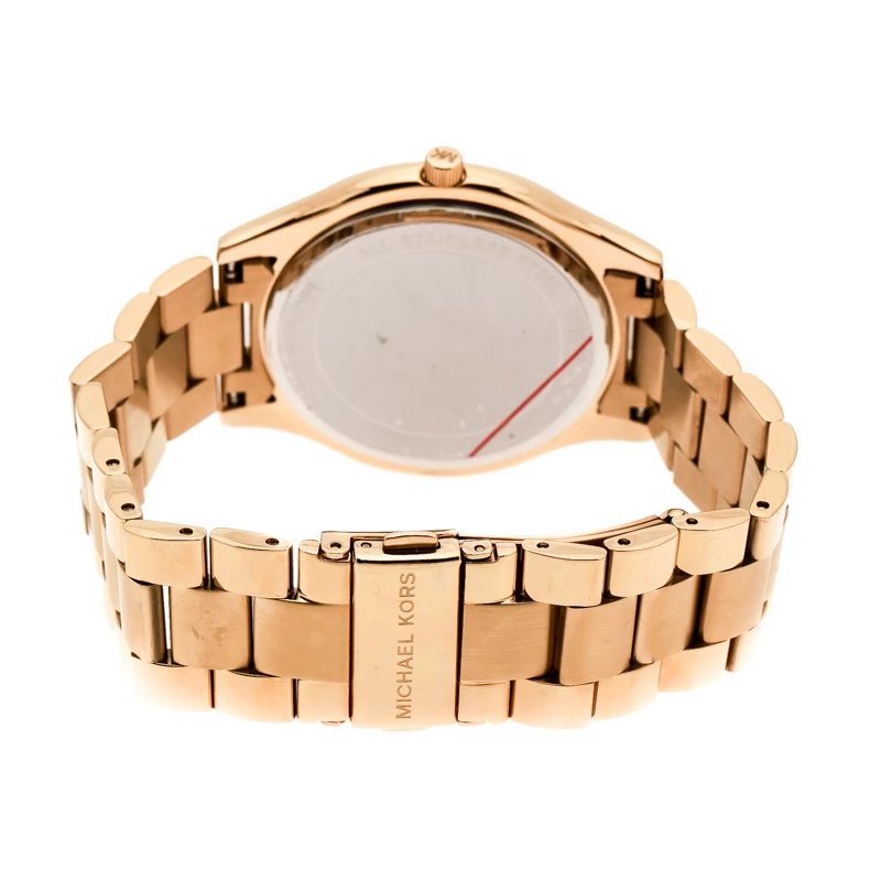 Michael Kors Blue Mother Of Pearl Gold Plated Stainless Steel Slim Runway MK3492 Women's Wristwatch 41 Mm For Women - Image 5