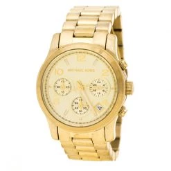 Michael Kors Gold Tone Stainless Steel Runway MK5055 Chronograph Women's Wristwatch 38 Mm For Women