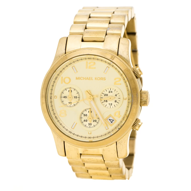 Michael Kors Gold Tone Stainless Steel Runway MK5055 Chronograph Women's Wristwatch 38 Mm For Women