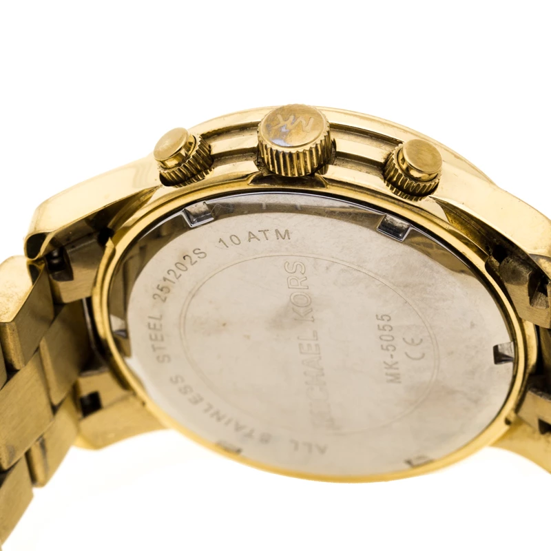 Michael Kors Gold Tone Stainless Steel Runway MK5055 Chronograph Women's Wristwatch 38 Mm For Women - Image 4