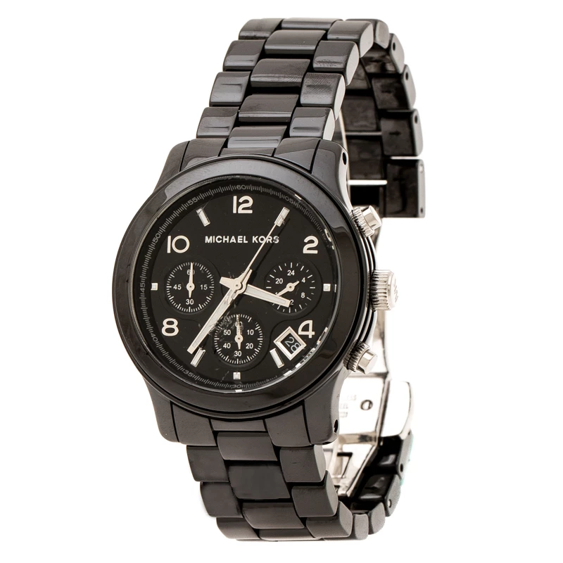 Michael Kors Black Ceramic Stainless Steel MK5162 Women's Wristwatch 39 Mm For Women