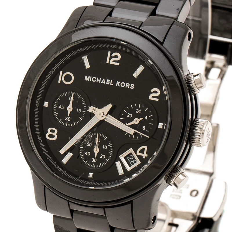 Michael Kors Black Ceramic Stainless Steel MK5162 Women's Wristwatch 39 Mm For Women - Image 2