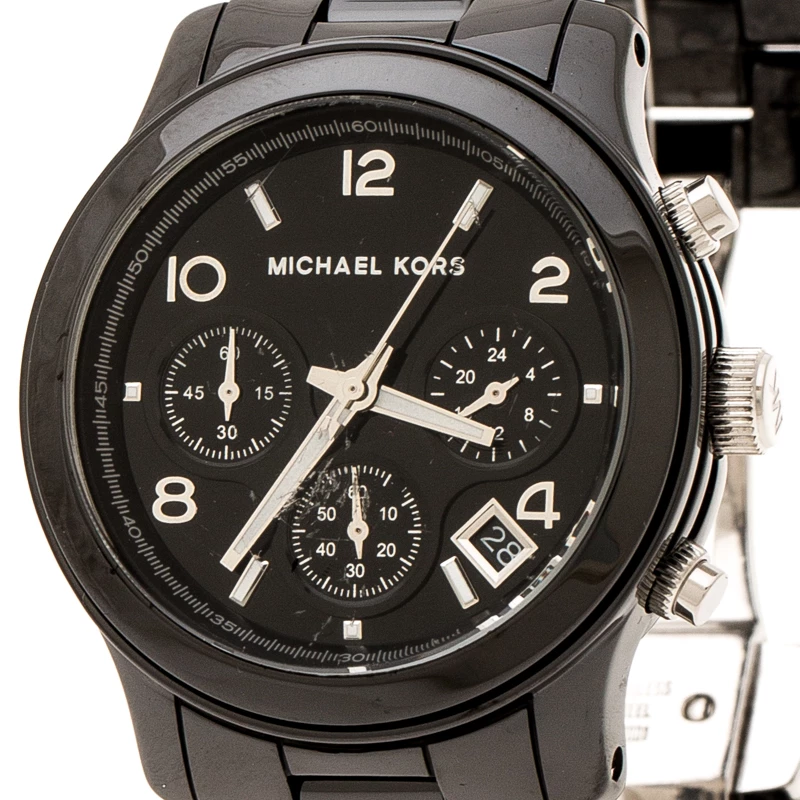 Michael Kors Black Ceramic Stainless Steel MK5162 Women's Wristwatch 39 Mm For Women - Image 3
