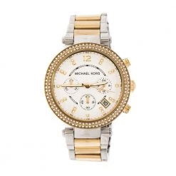 Michael Kors Silver White Dial Two-Tone Stainless Steel Parker MK5626 Women's Wristwatch 39 Mm For Women