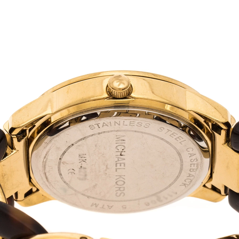 Michael Kors Yellow Gold Plated Stainless Steel Tortoise Twist Chain Link MK4279 Women's Wristwatch 35 Mm For Women - Image 4