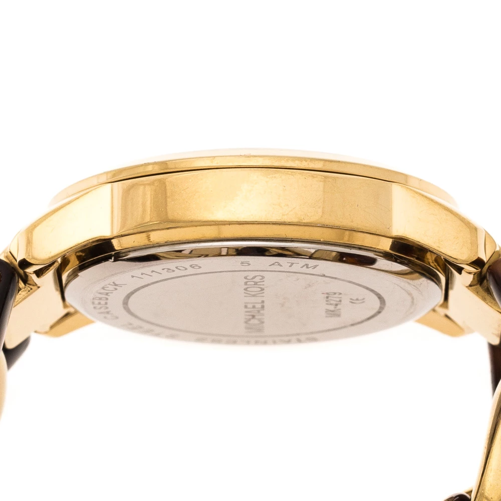 Michael Kors Yellow Gold Plated Stainless Steel Tortoise Twist Chain Link MK4279 Women's Wristwatch 35 Mm For Women - Image 7