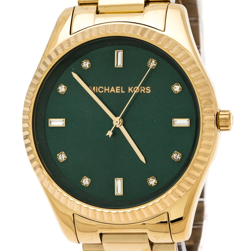 Michael Kors Emerald Green Yellow Gold Plated Stainless Steel Blake MK3226 Women's Wristwatch 41.50 Mm For Women - Image 3