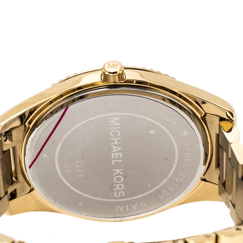 Michael Kors Emerald Green Yellow Gold Plated Stainless Steel Blake MK3226 Women's Wristwatch 41.50 Mm For Women - Image 4