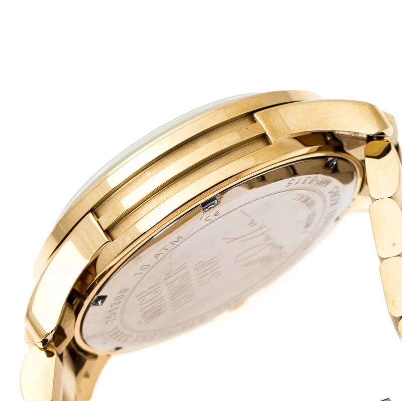 Michael Kors Aqua Blue Yellow Gold Plated Stainless Steel Watch Hunger Stop Runway MK8315 Women's Wristwatch 43 Mm For Women - Image 7