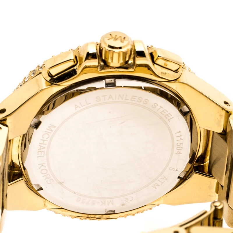 Michael Kors White Yellow Gold Plated Stainless Steel Bradshaw MK5657 Women's Wristwatch 45 Mm For Women - Image 4