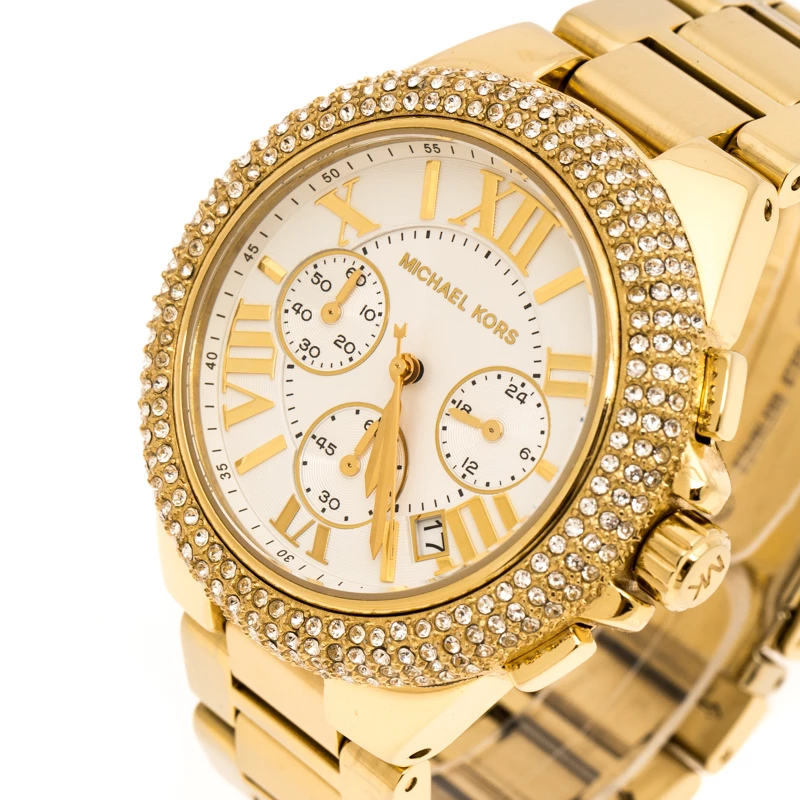 Michael Kors White Yellow Gold Plated Stainless Steel Bradshaw MK5657 Women's Wristwatch 45 Mm For Women - Image 2