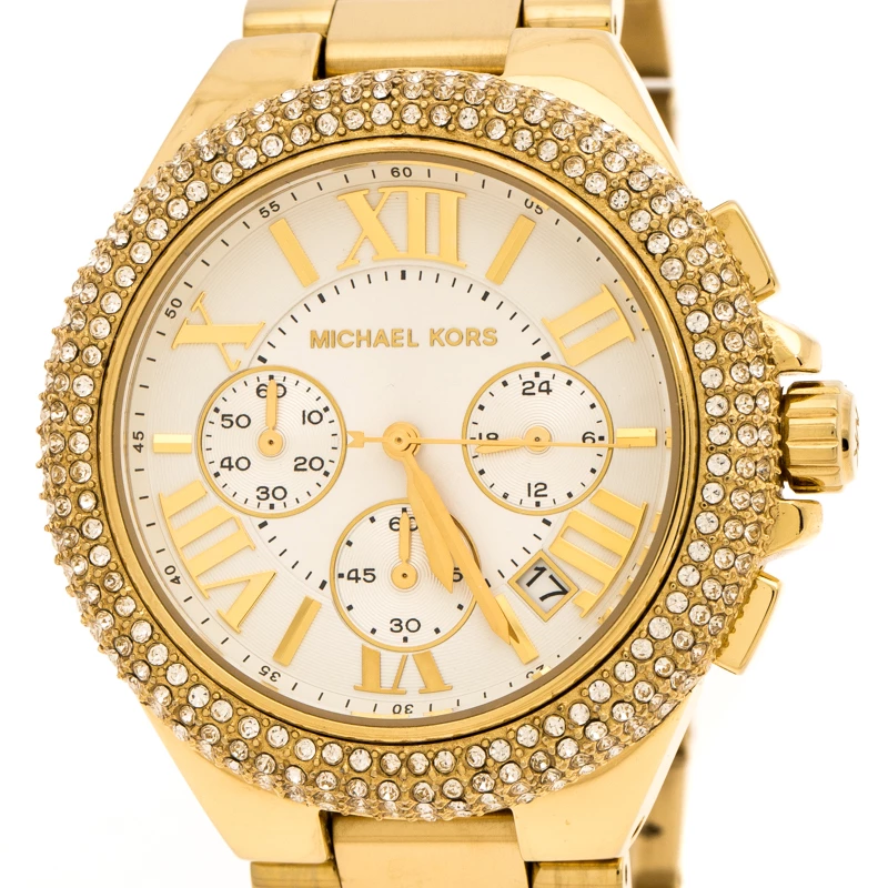 Michael Kors White Yellow Gold Plated Stainless Steel Bradshaw MK5657 Women's Wristwatch 45 Mm For Women - Image 3