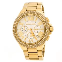 Michael Kors White Yellow Gold Plated Stainless Steel Bradshaw MK5657 Women's Wristwatch 45 Mm For Women
